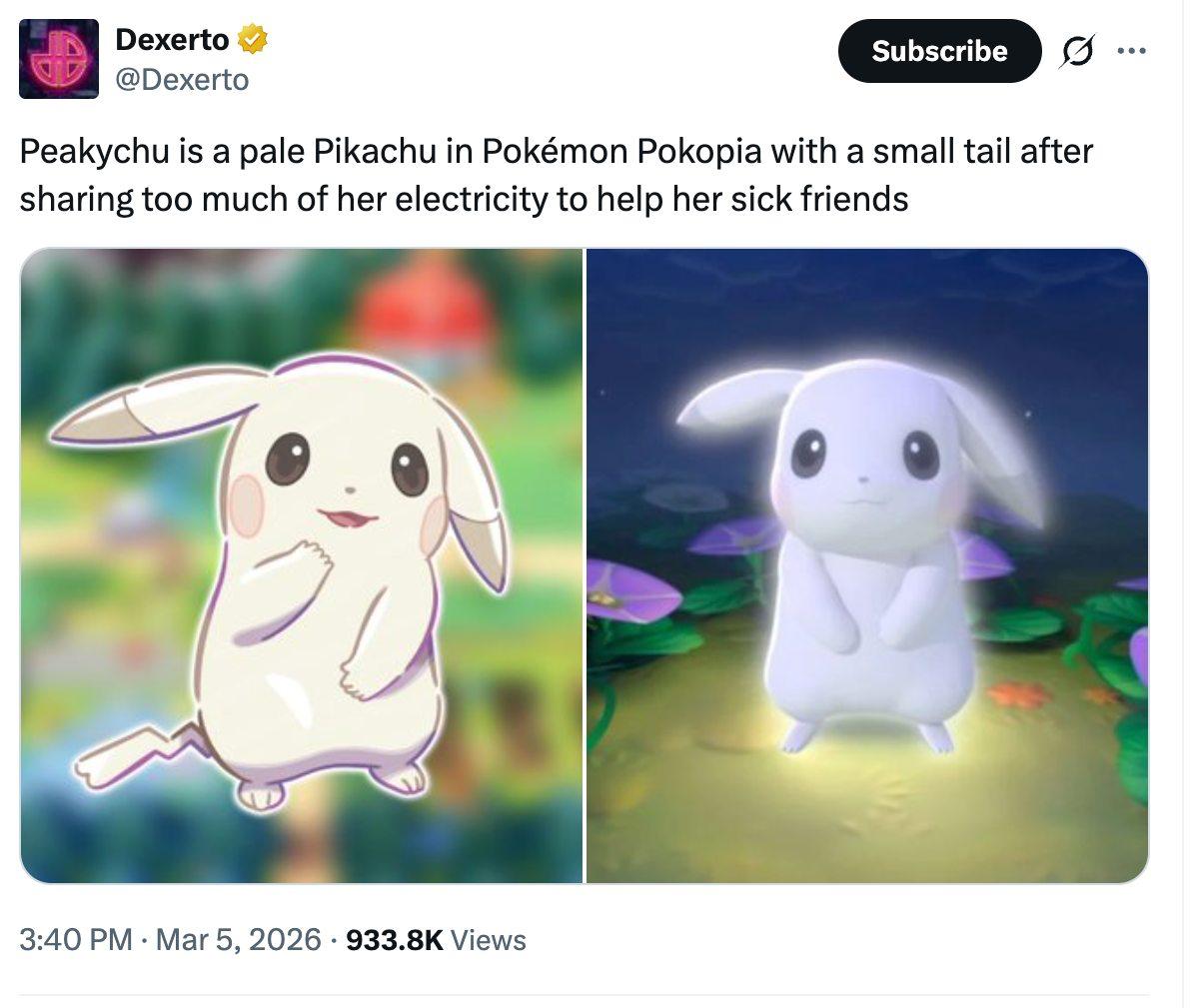 Peakychu glowing brightly